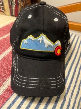 Kids Black Baseball Cap with Mountain & Colorado Patch